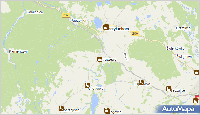 mapa Struszewo, Struszewo na mapie Targeo