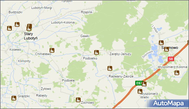 mapa Stryjki gmina Szumowo, Stryjki gmina Szumowo na mapie Targeo