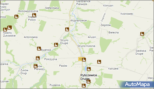 mapa Stryjno-Kolonia, Stryjno-Kolonia na mapie Targeo