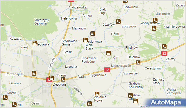 mapa Strykowice Błotne, Strykowice Błotne na mapie Targeo