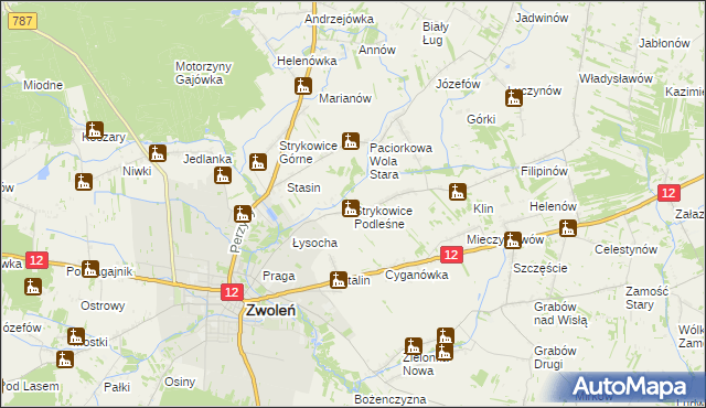 mapa Strykowice Podleśne, Strykowice Podleśne na mapie Targeo