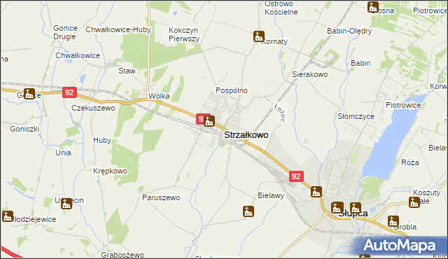 mapa Strzałkowo powiat słupecki, Strzałkowo powiat słupecki na mapie Targeo