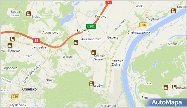 mapa Strzelce Górne, Strzelce Górne na mapie Targeo
