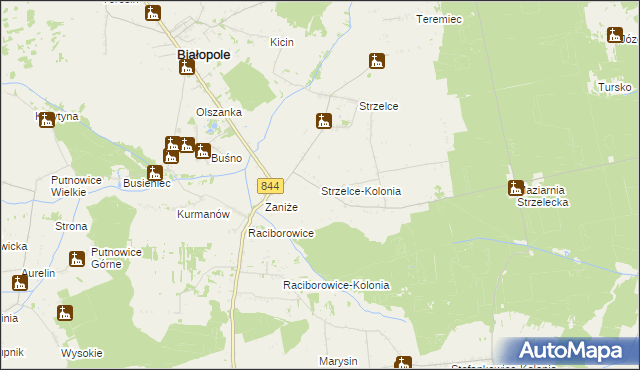 mapa Strzelce-Kolonia, Strzelce-Kolonia na mapie Targeo