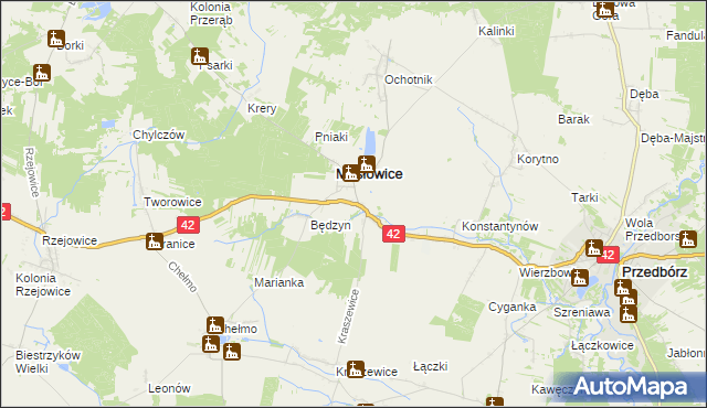 mapa Strzelce Małe gmina Masłowice, Strzelce Małe gmina Masłowice na mapie Targeo
