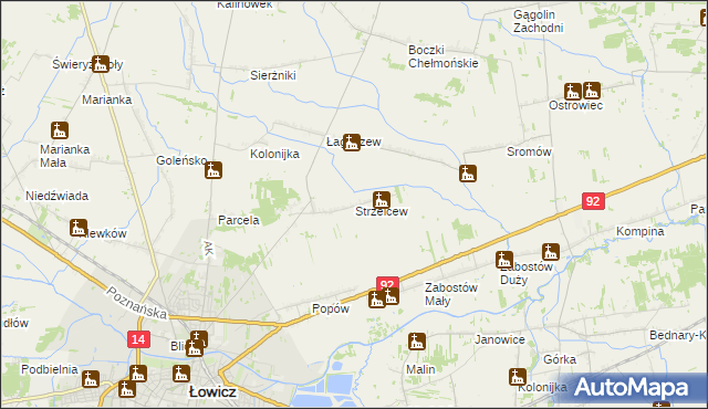 mapa Strzelcew, Strzelcew na mapie Targeo