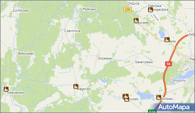 mapa Strzelewo gmina Nowogard, Strzelewo gmina Nowogard na mapie Targeo