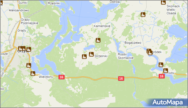 mapa Strzelniki gmina Orzysz, Strzelniki gmina Orzysz na mapie Targeo