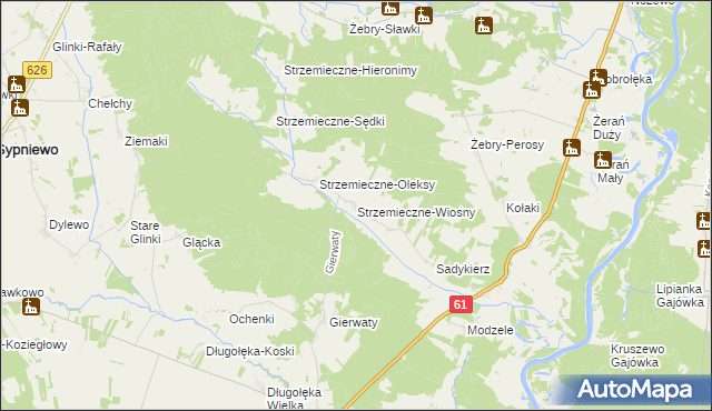 mapa Strzemieczne-Wiosny, Strzemieczne-Wiosny na mapie Targeo