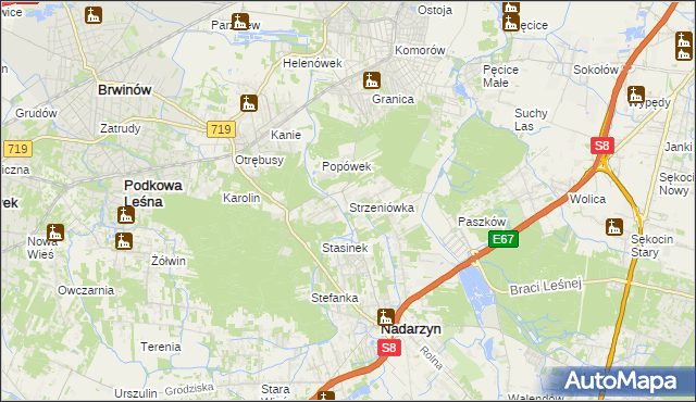 mapa Strzeniówka, Strzeniówka na mapie Targeo