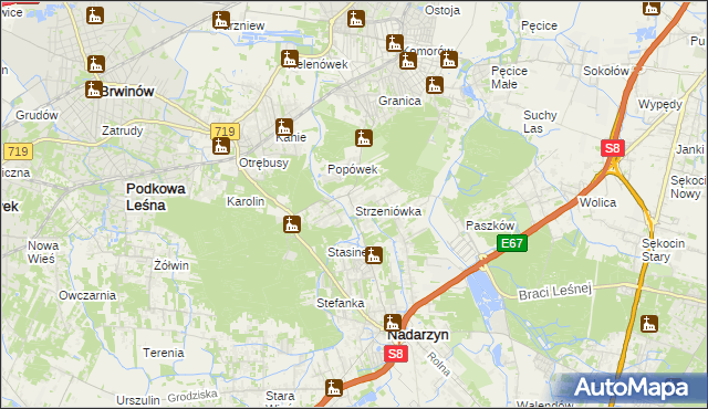 mapa Strzeniówka, Strzeniówka na mapie Targeo