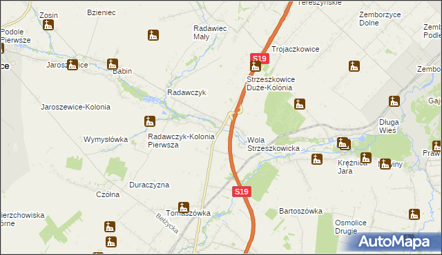 mapa Strzeszkowice Duże, Strzeszkowice Duże na mapie Targeo