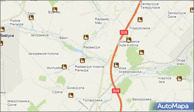 mapa Strzeszkowice Małe, Strzeszkowice Małe na mapie Targeo