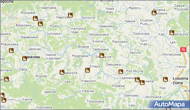 mapa Strzeszyce, Strzeszyce na mapie Targeo