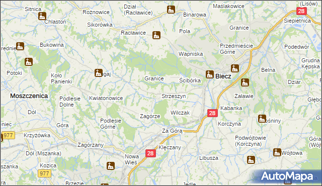 mapa Strzeszyn gmina Biecz, Strzeszyn gmina Biecz na mapie Targeo