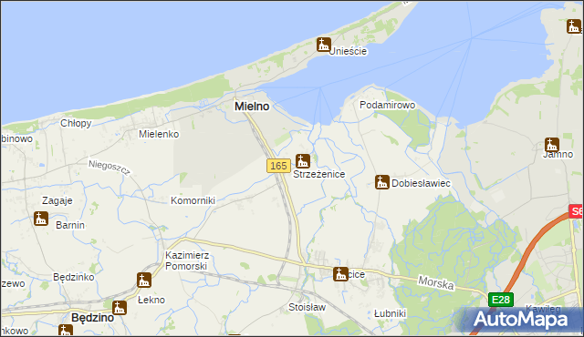 mapa Strzeżenice, Strzeżenice na mapie Targeo