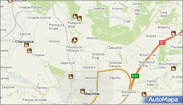 mapa Strzeżów Drugi, Strzeżów Drugi na mapie Targeo