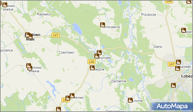 mapa Strzmiele, Strzmiele na mapie Targeo