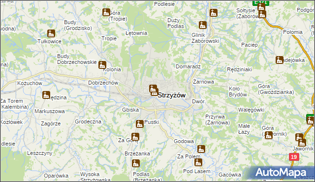 mapa Strzyżów, Strzyżów na mapie Targeo