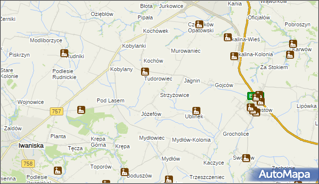 mapa Strzyżowice gmina Opatów, Strzyżowice gmina Opatów na mapie Targeo