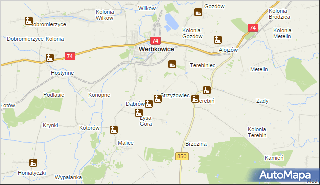 mapa Strzyżowiec gmina Werbkowice, Strzyżowiec gmina Werbkowice na mapie Targeo
