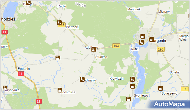 mapa Studźce, Studźce na mapie Targeo