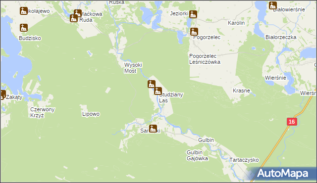 mapa Studziany Las, Studziany Las na mapie Targeo