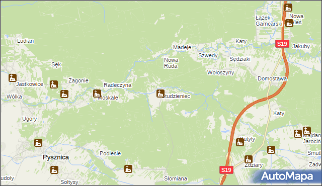 mapa Studzieniec gmina Pysznica, Studzieniec gmina Pysznica na mapie Targeo