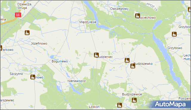 mapa Studzieniec gmina Rogoźno, Studzieniec gmina Rogoźno na mapie Targeo