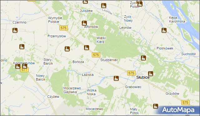 mapa Studzieniec gmina Słubice, Studzieniec gmina Słubice na mapie Targeo