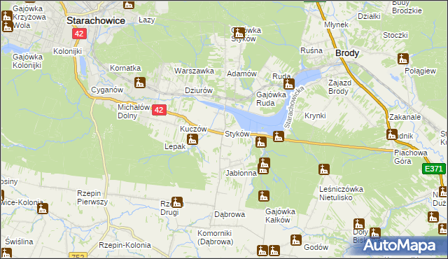 mapa Styków gmina Brody, Styków gmina Brody na mapie Targeo