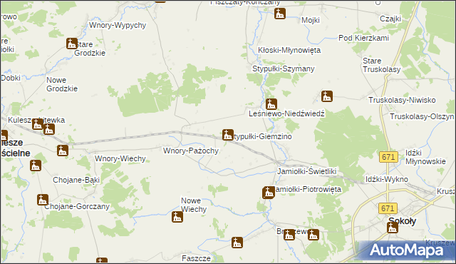 mapa Stypułki-Giemzino, Stypułki-Giemzino na mapie Targeo