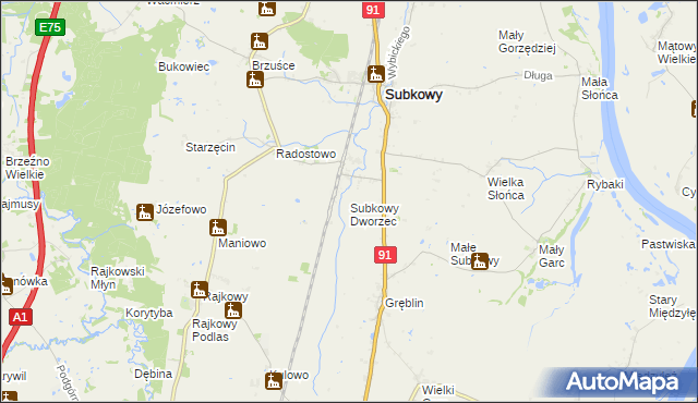 mapa Subkowy Dworzec, Subkowy Dworzec na mapie Targeo