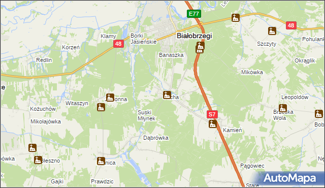 mapa Sucha gmina Białobrzegi, Sucha gmina Białobrzegi na mapie Targeo