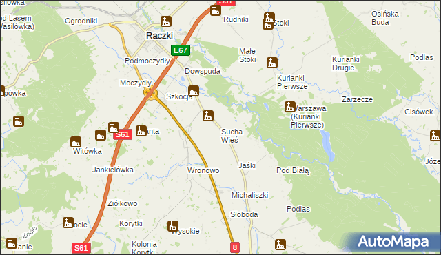 mapa Sucha Wieś, Sucha Wieś na mapie Targeo