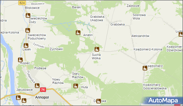mapa Sucha Wólka, Sucha Wólka na mapie Targeo