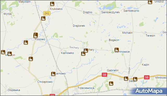 mapa Suchary gmina Nakło nad Notecią, Suchary gmina Nakło nad Notecią na mapie Targeo