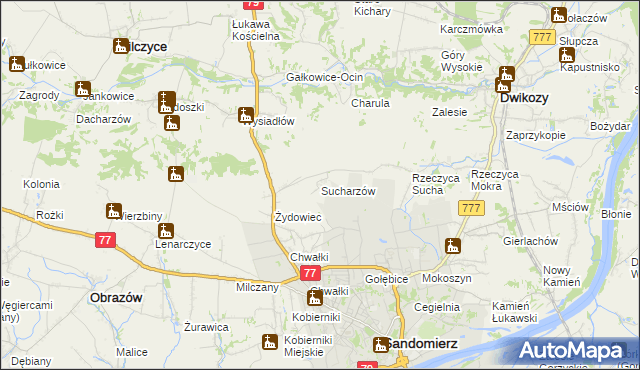 mapa Sucharzów, Sucharzów na mapie Targeo