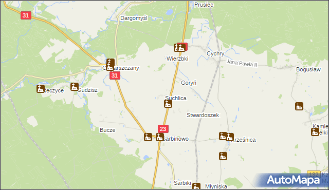 mapa Suchlica, Suchlica na mapie Targeo