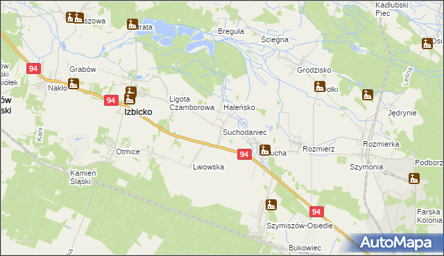 mapa Suchodaniec, Suchodaniec na mapie Targeo