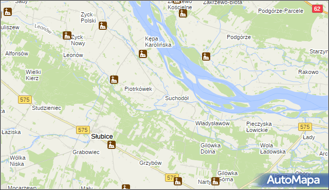mapa Suchodół gmina Iłów, Suchodół gmina Iłów na mapie Targeo