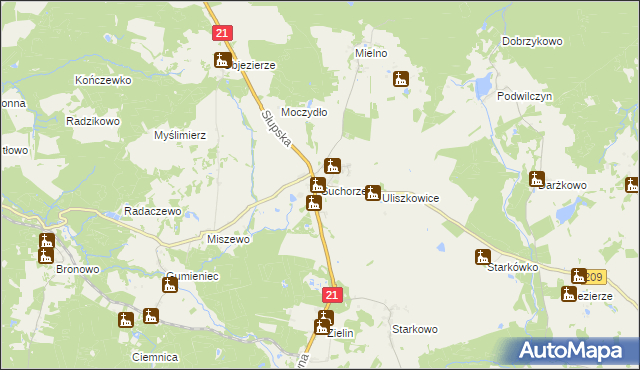 mapa Suchorze, Suchorze na mapie Targeo