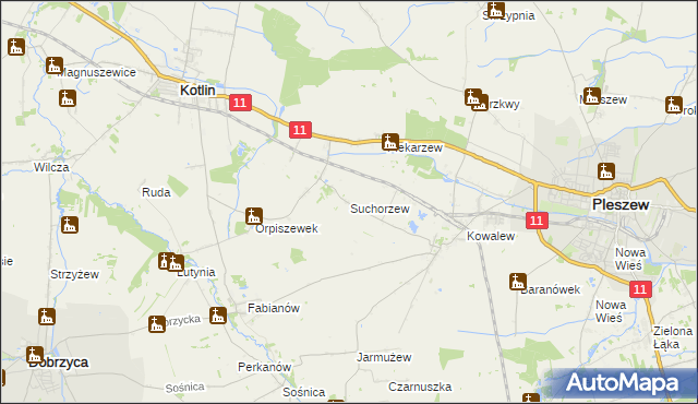 mapa Suchorzew, Suchorzew na mapie Targeo