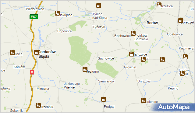 mapa Suchowice, Suchowice na mapie Targeo