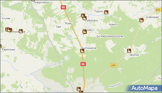 mapa Suchowolce, Suchowolce na mapie Targeo