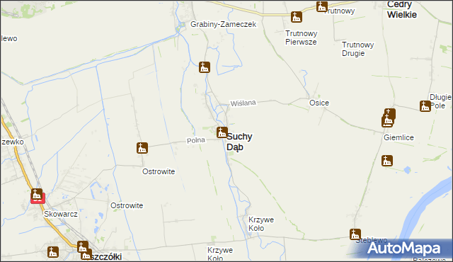 mapa Suchy Dąb, Suchy Dąb na mapie Targeo