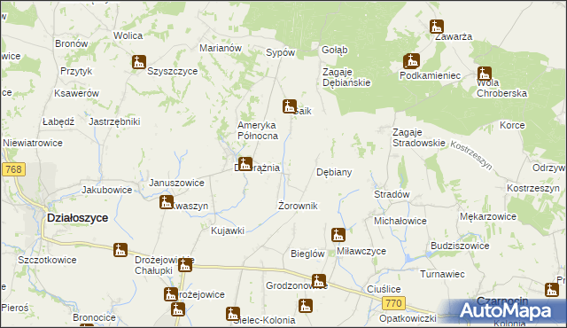 mapa Sudół gmina Działoszyce, Sudół gmina Działoszyce na mapie Targeo