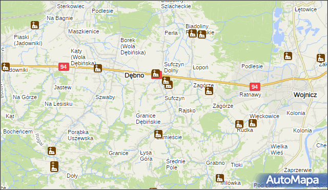 mapa Sufczyn gmina Dębno, Sufczyn gmina Dębno na mapie Targeo