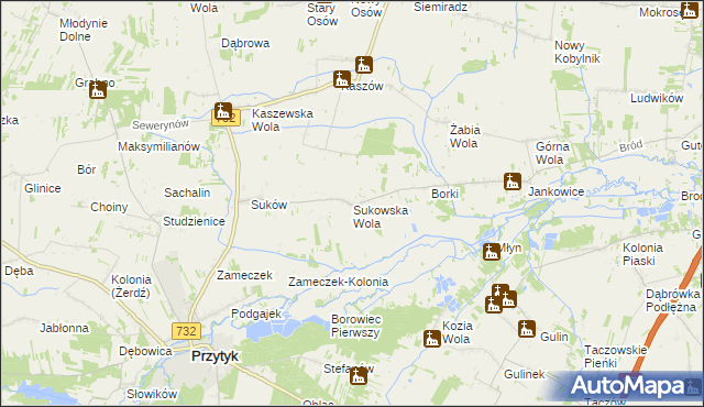 mapa Sukowska Wola, Sukowska Wola na mapie Targeo