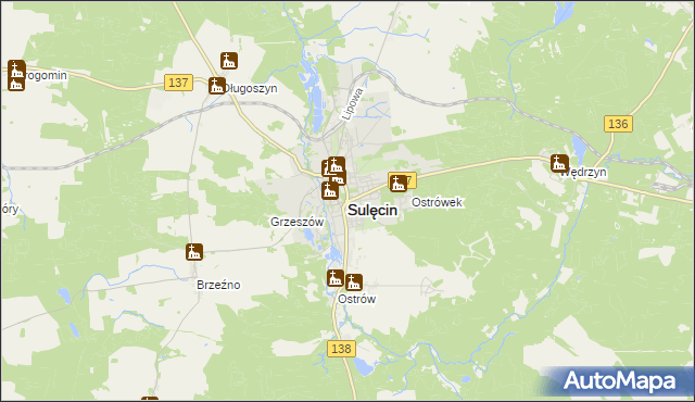 mapa Sulęcin, Sulęcin na mapie Targeo